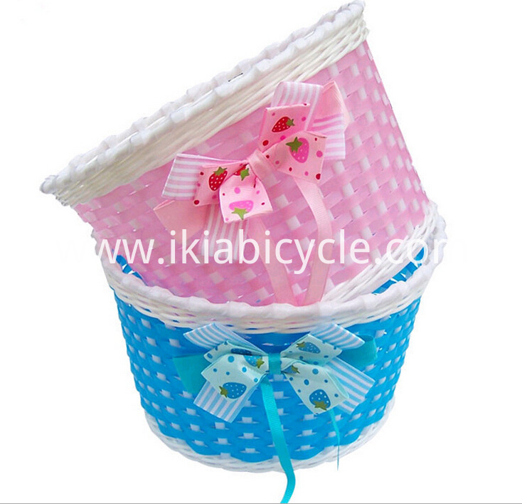 Hand Woven Plastic Colorful Children Bicycle Basket